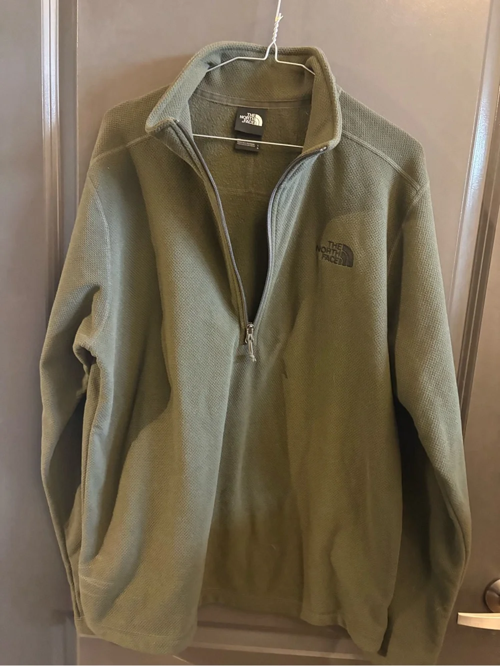 The North Face Men's Olive Green Zip-Up Fleece Pullover